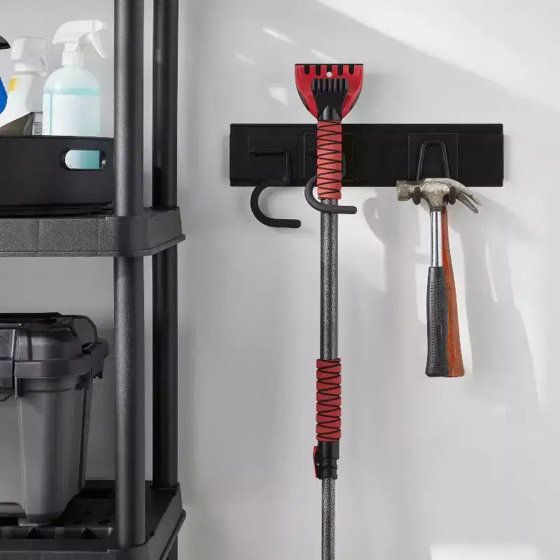 Heavy Duty Garage Tool Hook and Rail Kit - ™: Wall Mounted Storage, Steel, Black, 36" Width, 90 lb Capacity