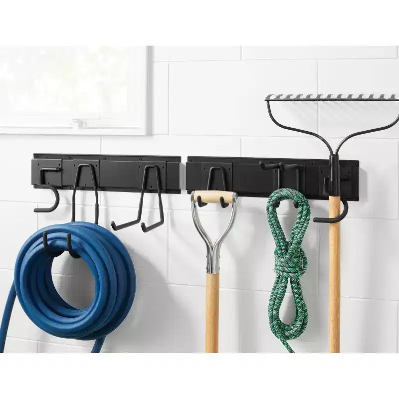 Heavy Duty Garage Tool Hook and Rail Kit - ™: Wall Mounted Storage, Steel, Black, 36" Width, 90 lb Capacity