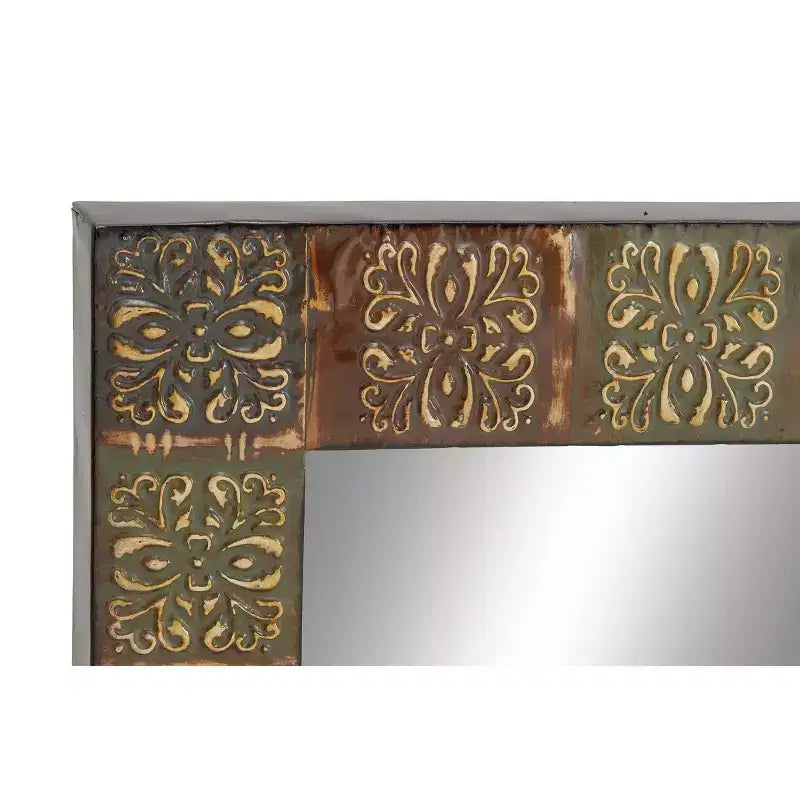 Metal Floral Wall Mirror with Embossed Metal Multi Colored - Olivia & May