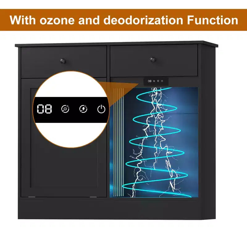 Storage Cabinet, 20 Gallon Double Tilt Trash Can Cabinet with Deodorizing Function and Hidden Drawer, Space Saving Home Kitchen Furniture