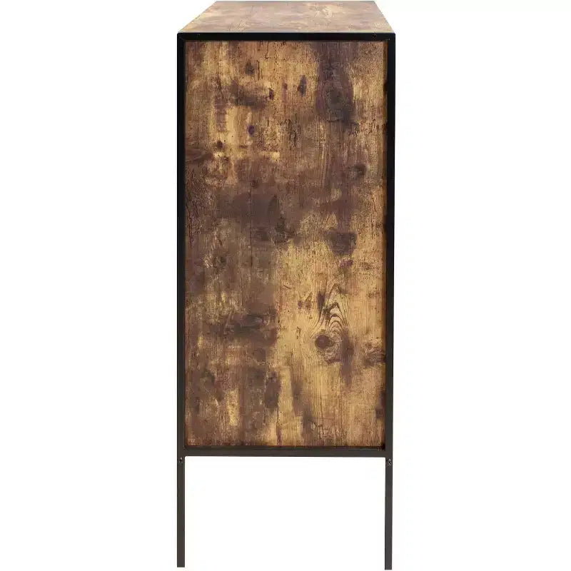 4 Drawer Dresser for Bedroom, Vertical Industrial Chest of Drawers with Steel Frame, Retro Wooden Nursery Dresser for Living Room Apartment Hallway