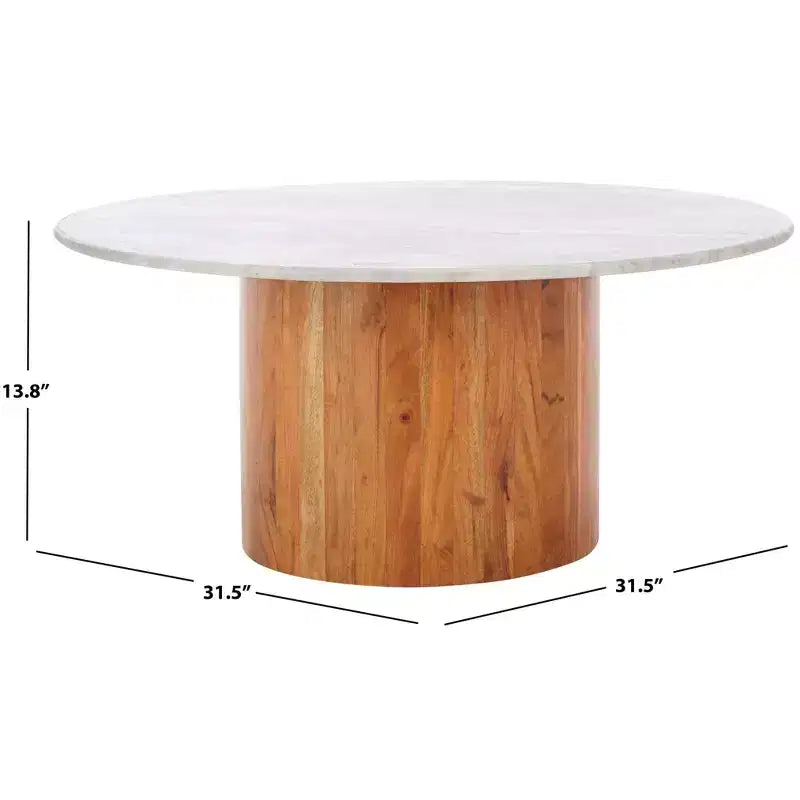 Augsburg Marble Coffee Table - COF2900A-2BX - Off White/Walnut
