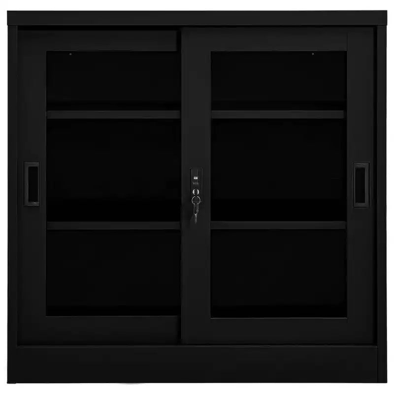 Sliding Door Cabinet White Steel Medium Locks