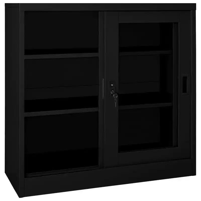 Sliding Door Cabinet White Steel Medium Locks