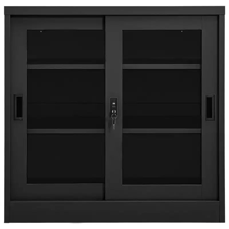 Sliding Door Cabinet White Steel Medium Locks