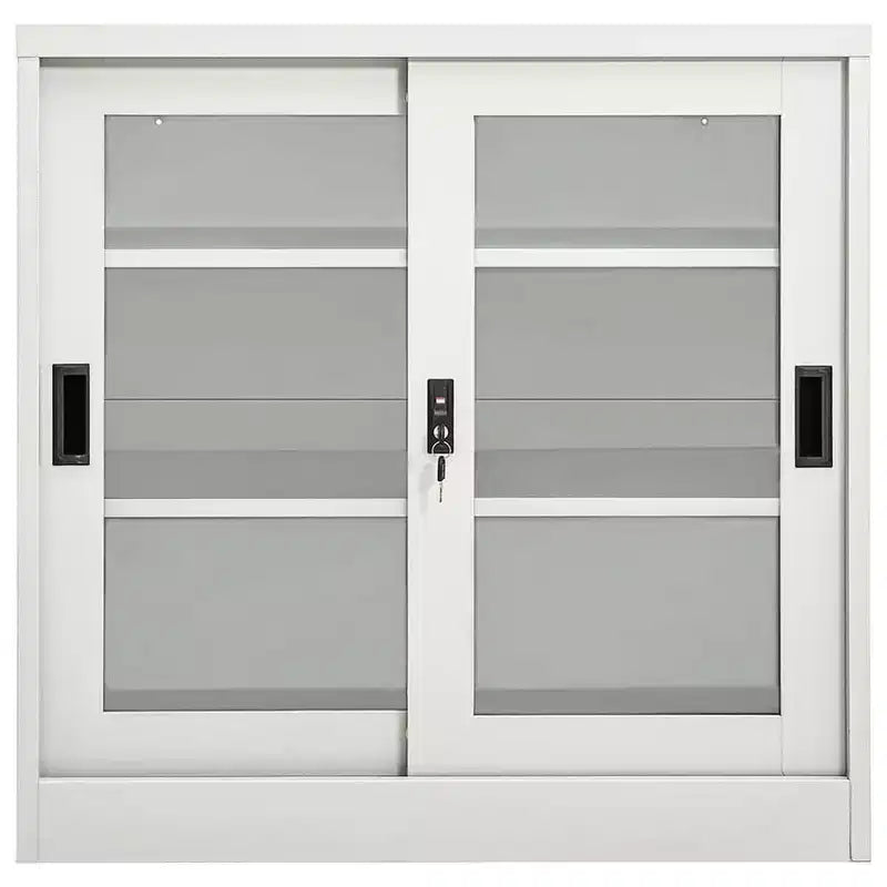 Sliding Door Cabinet White Steel Medium Locks