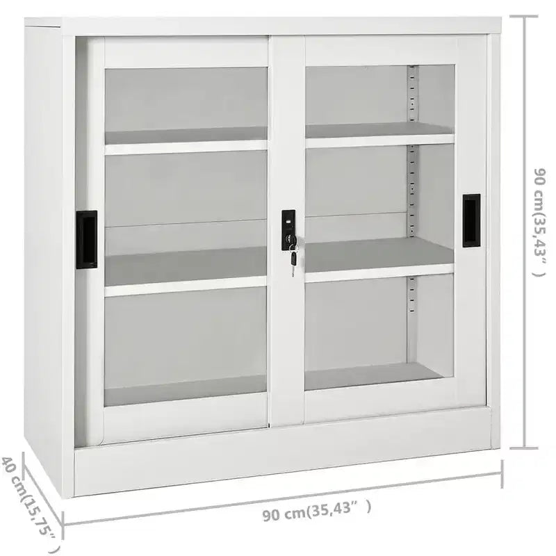 Sliding Door Cabinet White Steel Medium Locks