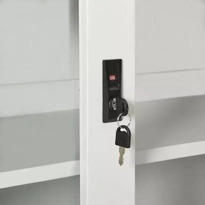 Sliding Door Cabinet White Steel Medium Locks