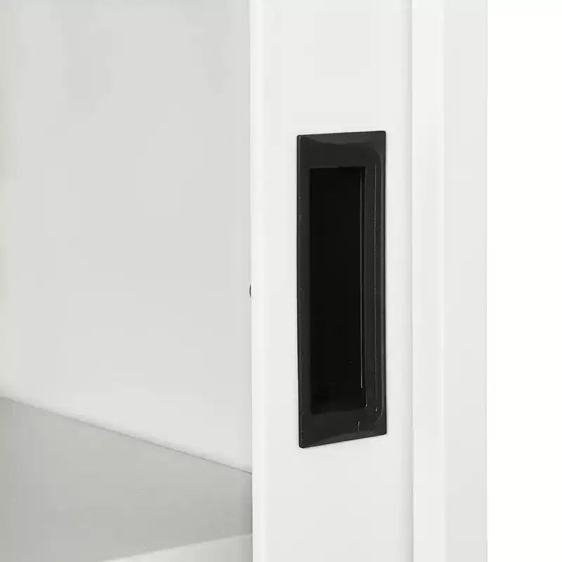 Sliding Door Cabinet White Steel Medium Locks
