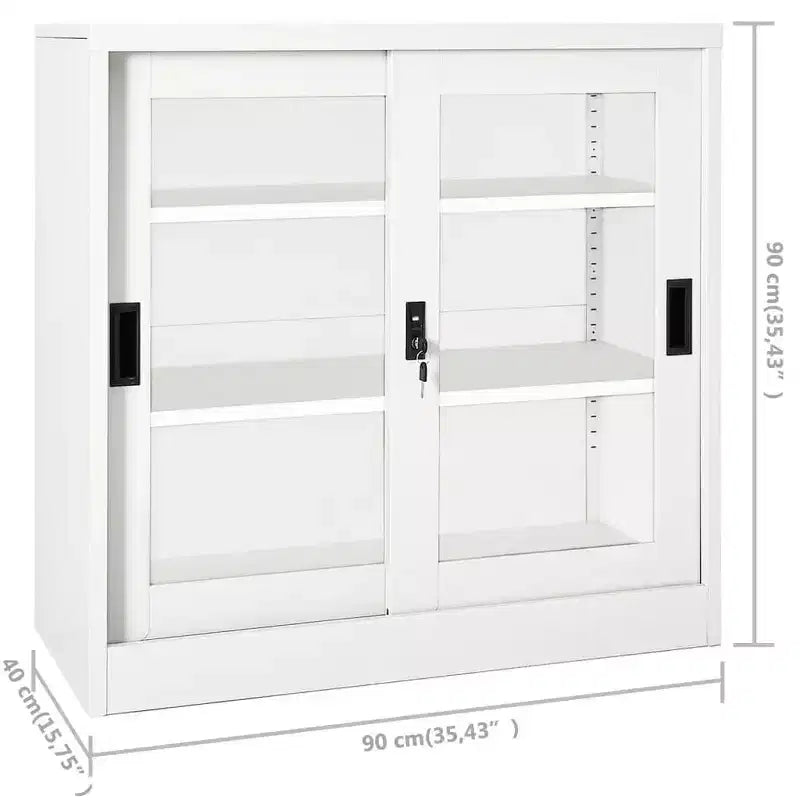 Sliding Door Cabinet White Steel Medium Locks