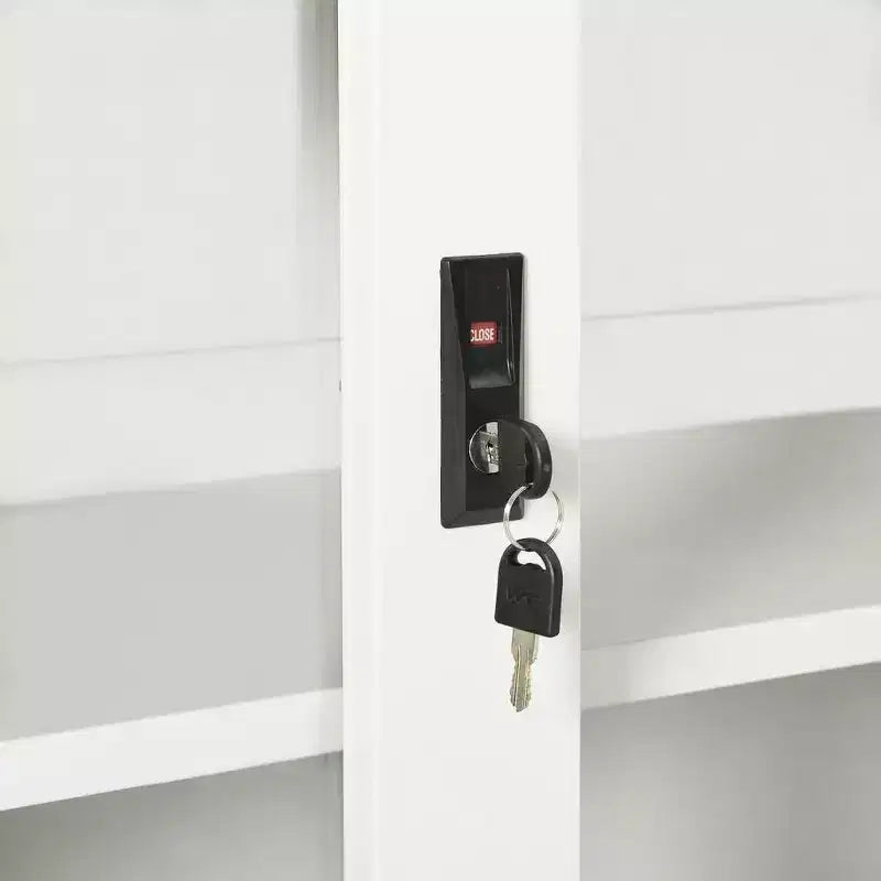 Sliding Door Cabinet White Steel Medium Locks