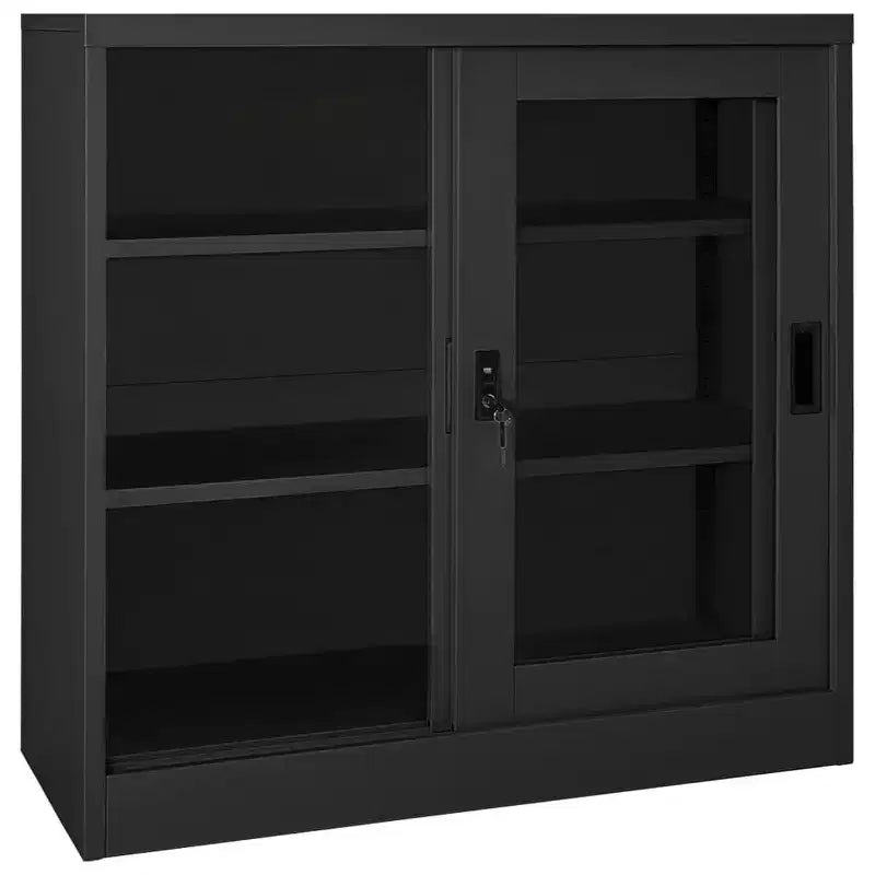 Sliding Door Cabinet White Steel Medium Locks