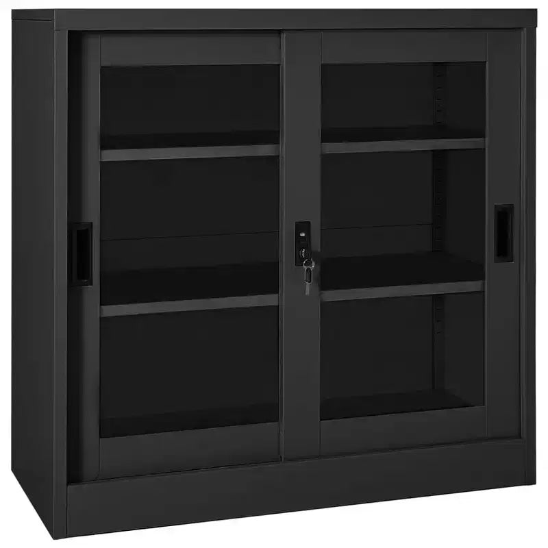 Sliding Door Cabinet White Steel Medium Locks