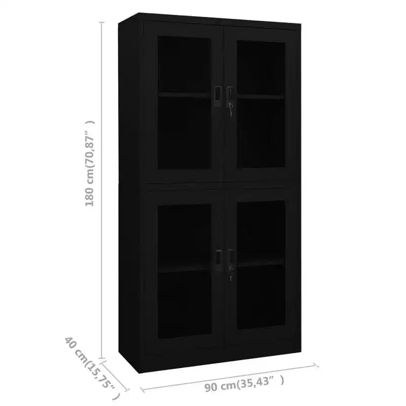 Filing Cabinet Storage Cabinet for Office Steel and Tempered Glass