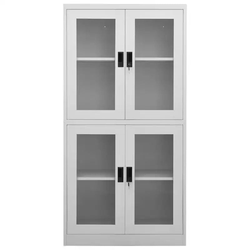 Filing Cabinet Storage Cabinet for Office Steel and Tempered Glass