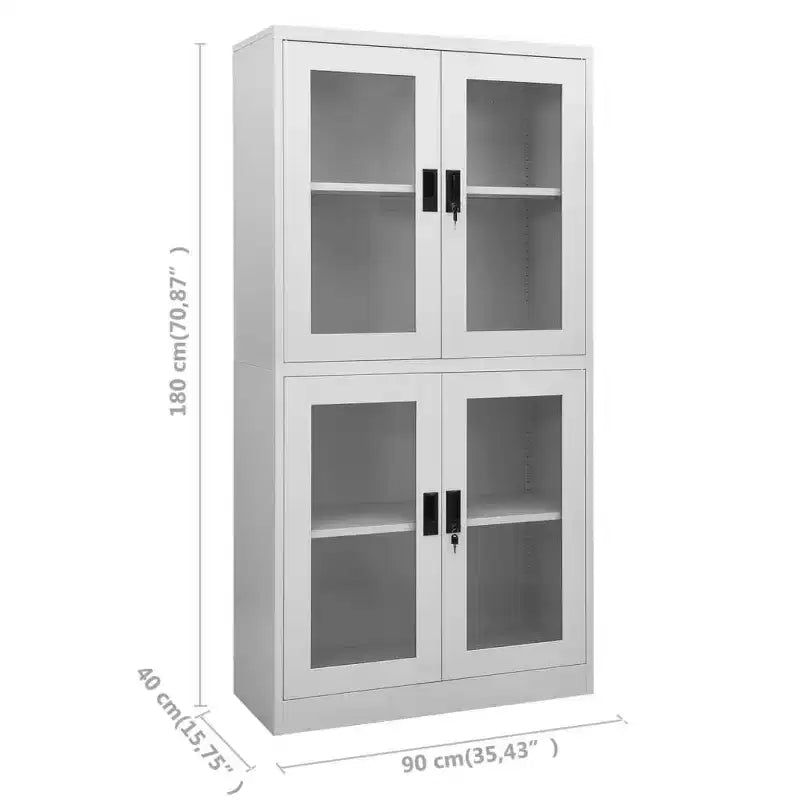 Filing Cabinet Storage Cabinet for Office Steel and Tempered Glass