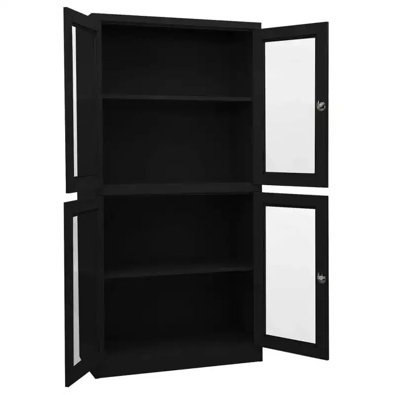 Filing Cabinet Storage Cabinet for Office Steel and Tempered Glass