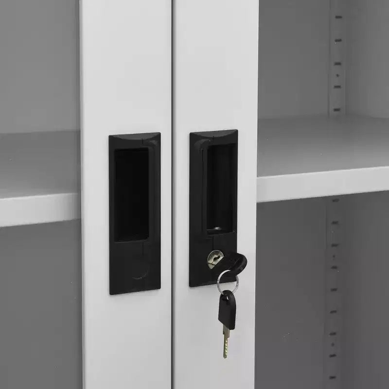 Filing Cabinet Storage Cabinet for Office Steel and Tempered Glass
