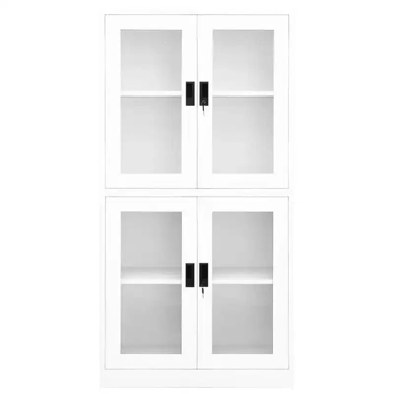 Filing Cabinet Storage Cabinet for Office Steel and Tempered Glass
