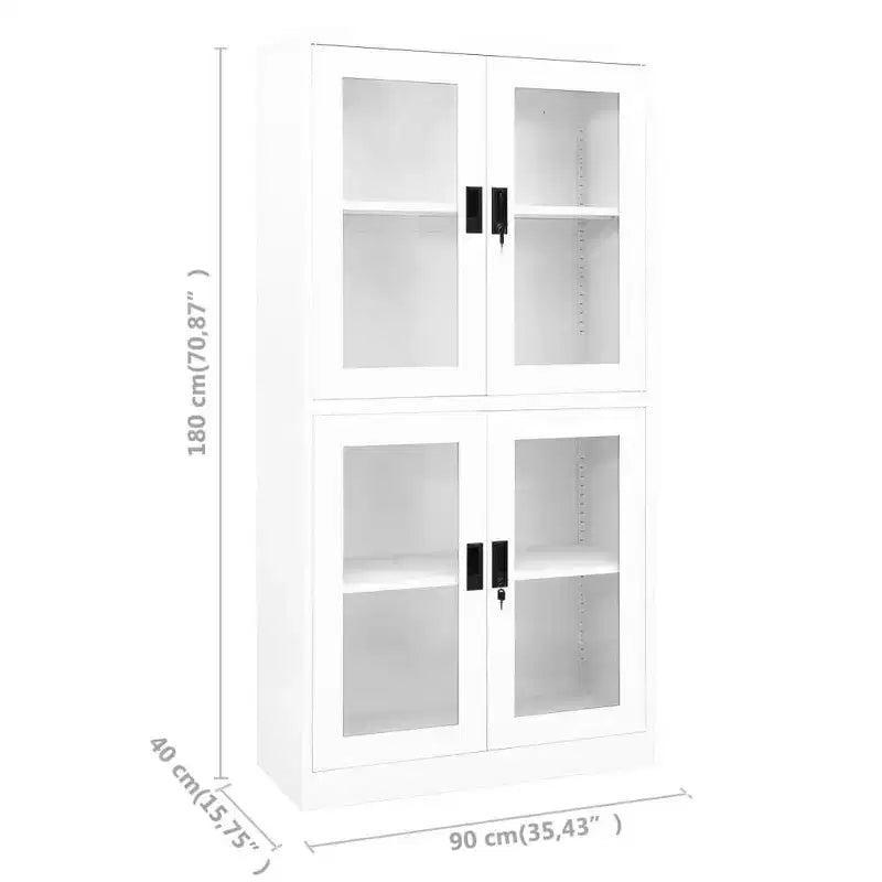 Filing Cabinet Storage Cabinet for Office Steel and Tempered Glass