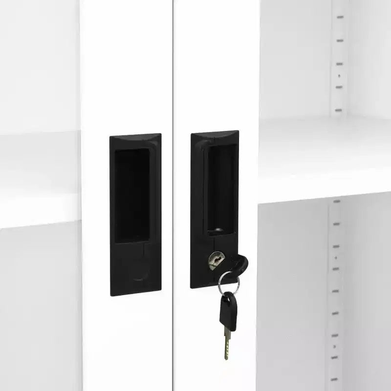Filing Cabinet Storage Cabinet for Office Steel and Tempered Glass