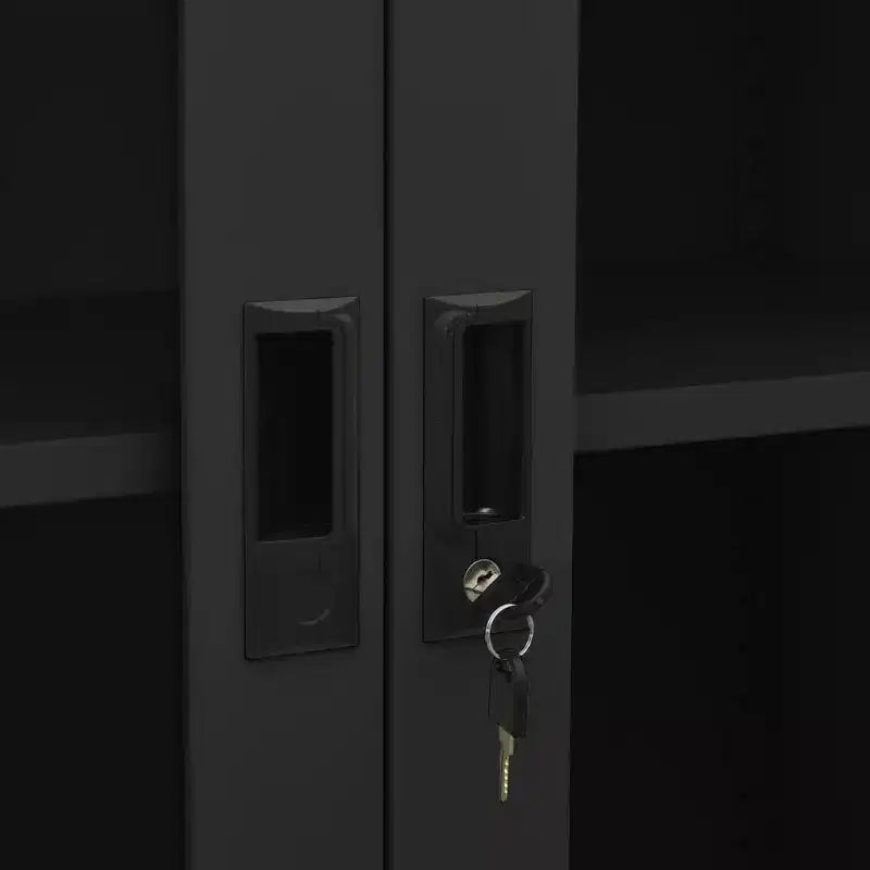 Filing Cabinet Storage Cabinet for Office Steel and Tempered Glass