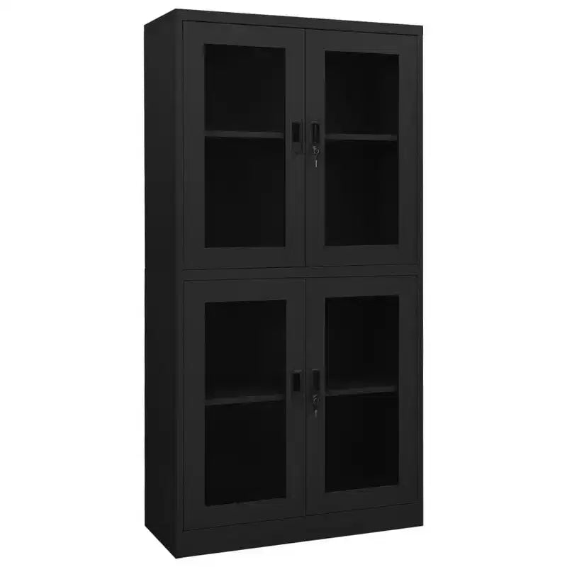 Filing Cabinet Storage Cabinet for Office Steel and Tempered Glass