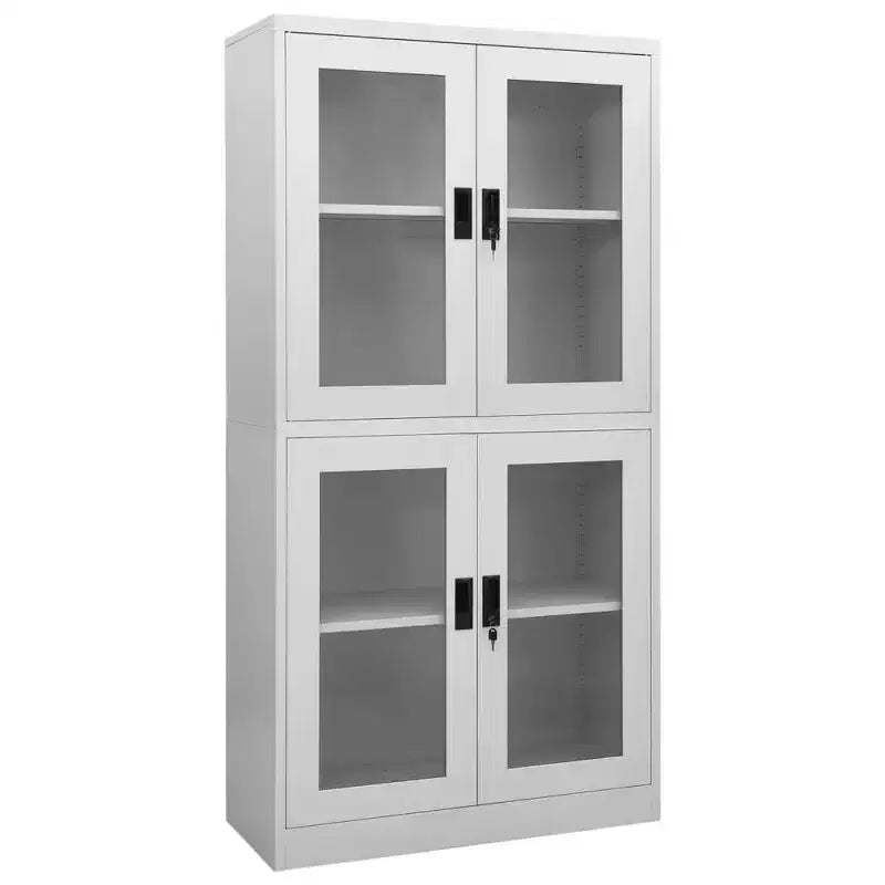 Classeur Armoire de rangement pour bureau en acier et verre trempé