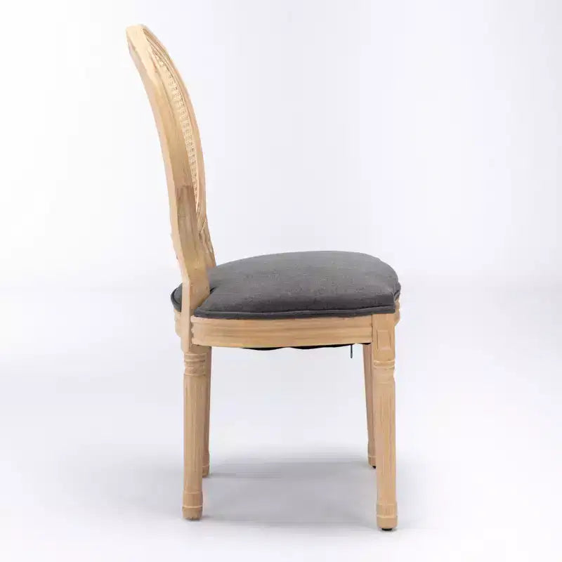 Sleek King Louis Chairs with Rattan Back,Set of 2,Soft Linen Dining Chairs with Rubberwood Legs,French Style Side Chairs,Home Decor