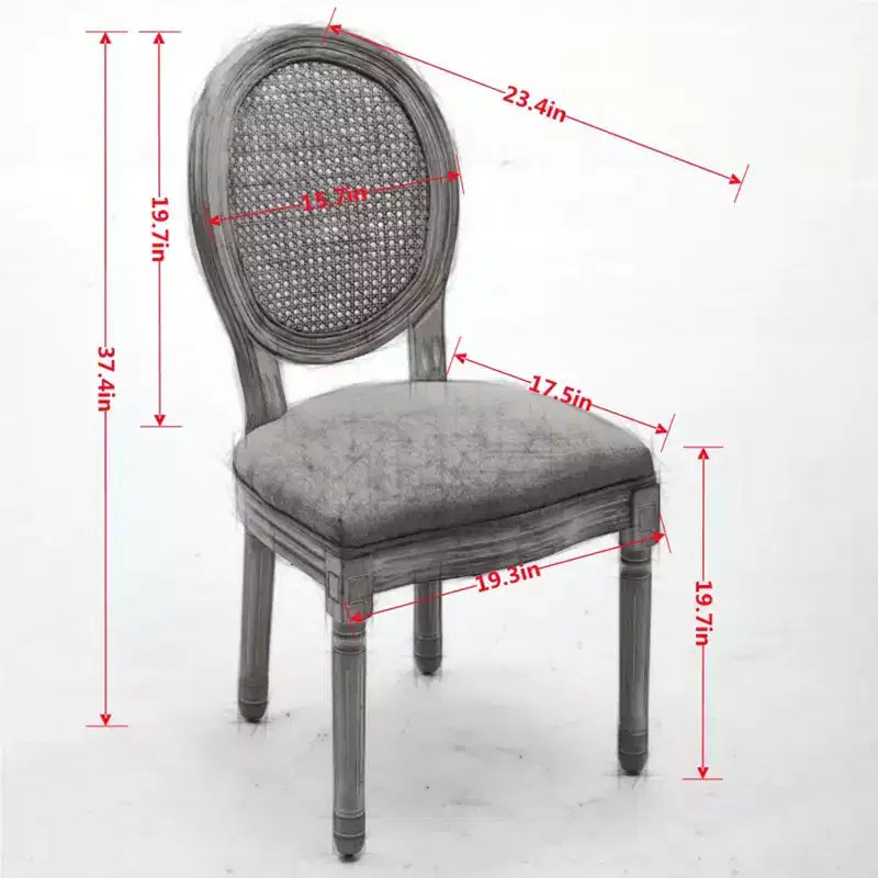 Sleek King Louis Chairs with Rattan Back,Set of 2,Soft Linen Dining Chairs with Rubberwood Legs,French Style Side Chairs,Home Decor