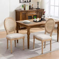 TUYOHW Sleek King Louis Chairs with Rattan Back,Set of 2,Soft Linen Dining Chairs with Rubberwood Legs,French Style Side Chairs,Home Decor