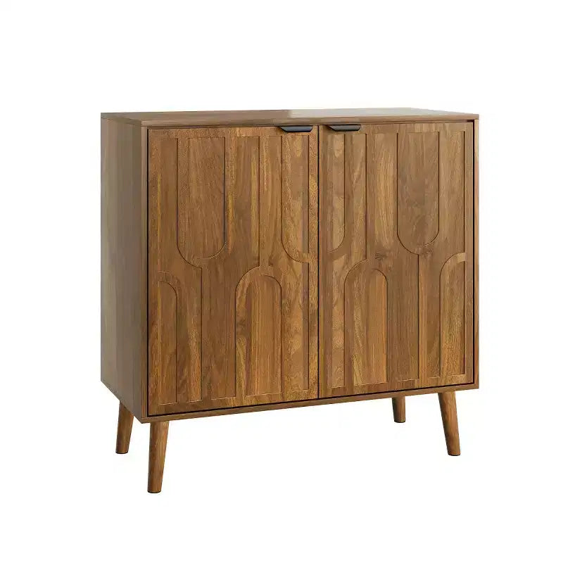 Mid-Century Modern Accent Storage Cabinet with Doors and Shelves, Small Sideboard Kitchen or Living Room Cabinet Organizer - Panipeachy