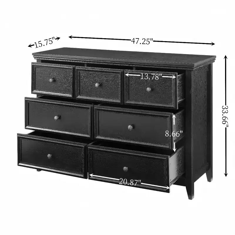 Commode de chambre à 7 tiroirs, Organisateur de placard pour chambre, salon ou entrée