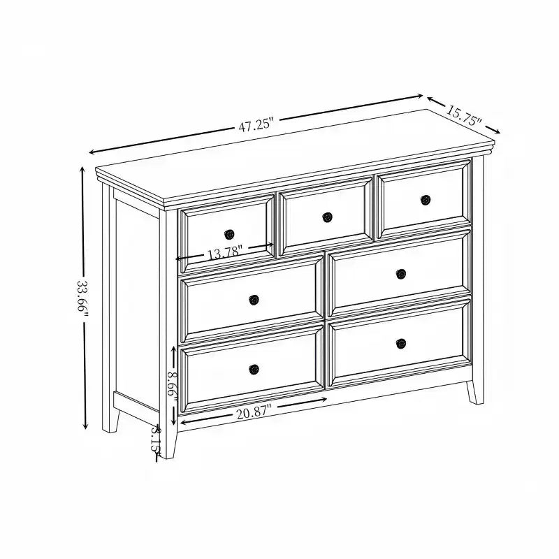 Modern 7-Drawer Chest Dresser, Closet Organizers for Bedroom, Living Room, or Entryway