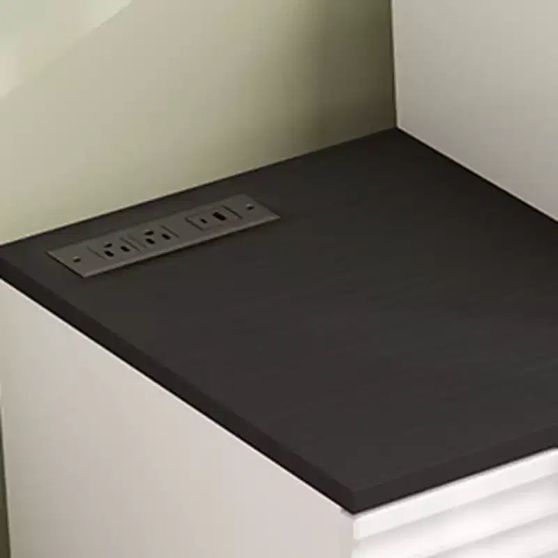 Makeup Vanity Desk with Mirror Lights Glass Tabletop Vanity Table Modern Makeup Desk with Drawers for Bedroom US Plug