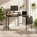 FurnitureR L Shaped Computer Desk Reversible with LED Lights, 48.8 Writing Gaming Table with Shelf, Home Office Desk Corner Desk with Storage Bag