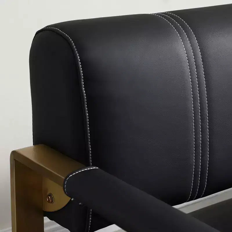 57.9 W Loveseat Sofa, 2 Seat Couch With Metal Armrests, Wide Thick Backrest, High-density Foam Seat Padded, Accent Love Seats, Black