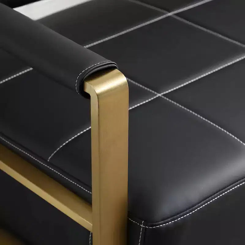 57.9 W Loveseat Sofa, 2 Seat Couch With Metal Armrests, Wide Thick Backrest, High-density Foam Seat Padded, Accent Love Seats, Black