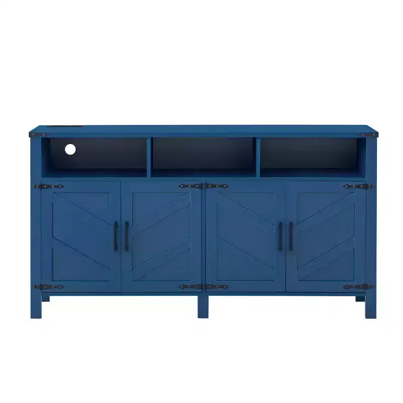 59 Modern 4-Door Sideboard Buffet Cabinet with Half-Open Storage, Adjustable Shelves, TV Stand, Living Room, Dining Room, Entryway