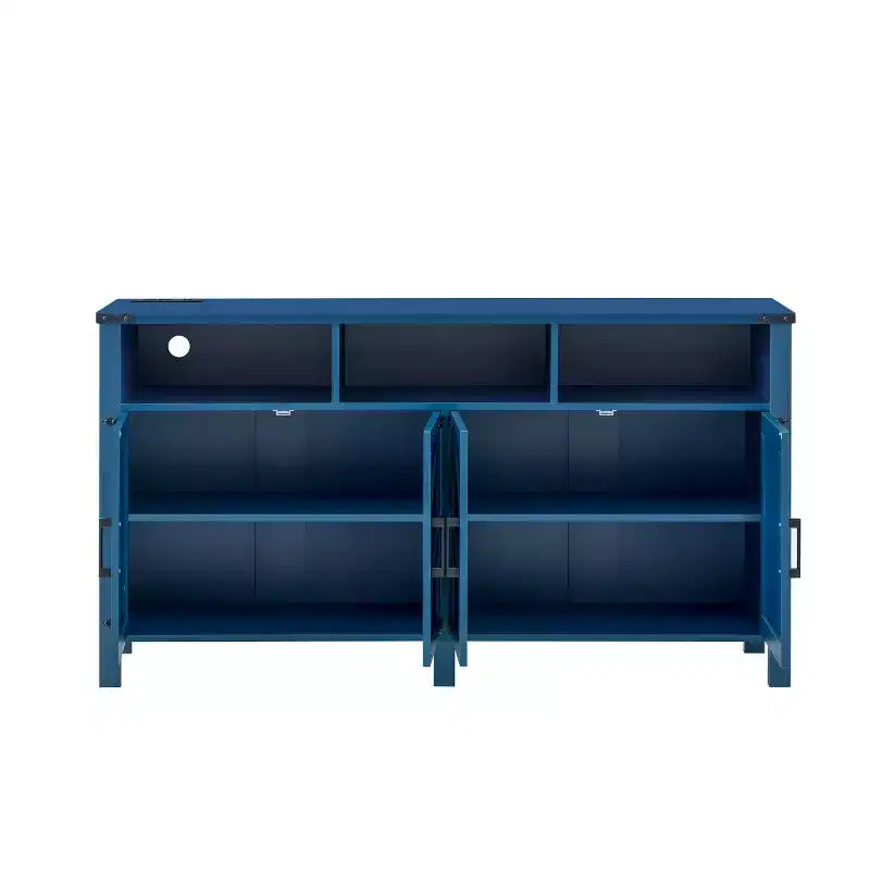 59 Modern 4-Door Sideboard Buffet Cabinet with Half-Open Storage, Adjustable Shelves, TV Stand, Living Room, Dining Room, Entryway