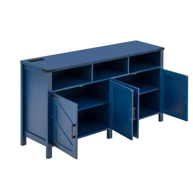 59 Modern 4-Door Sideboard Buffet Cabinet with Half-Open Storage, Adjustable Shelves, TV Stand, Living Room, Dining Room, Entryway