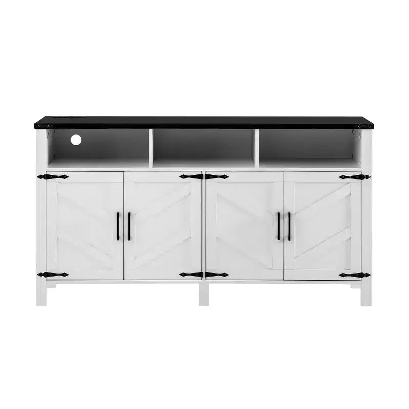 59 Modern 4-Door Sideboard Buffet Cabinet with Half-Open Storage, Adjustable Shelves, TV Stand, Living Room, Dining Room, Entryway