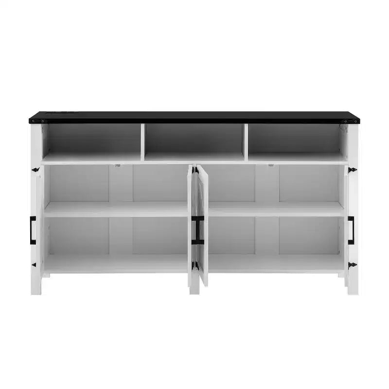 59 Modern 4-Door Sideboard Buffet Cabinet with Half-Open Storage, Adjustable Shelves, TV Stand, Living Room, Dining Room, Entryway