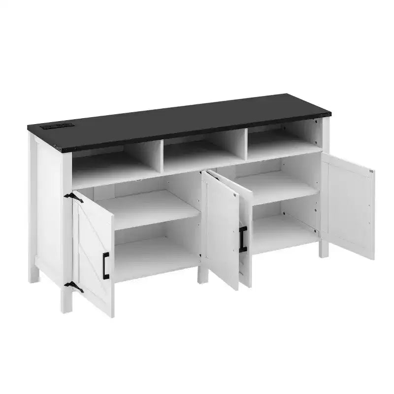 59 Modern 4-Door Sideboard Buffet Cabinet with Half-Open Storage, Adjustable Shelves, TV Stand, Living Room, Dining Room, Entryway