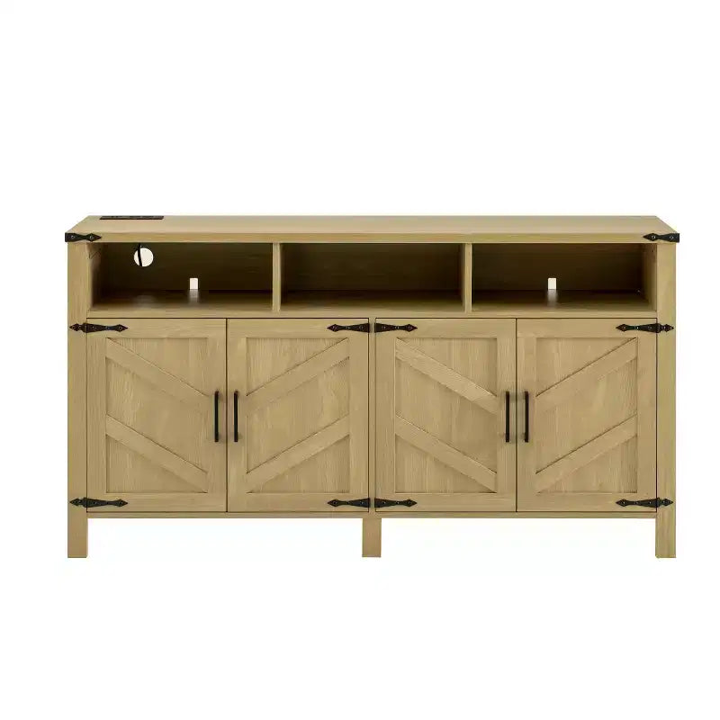 59 Modern 4-Door Sideboard Buffet Cabinet with Half-Open Storage, Adjustable Shelves, TV Stand, Living Room, Dining Room, Entryway