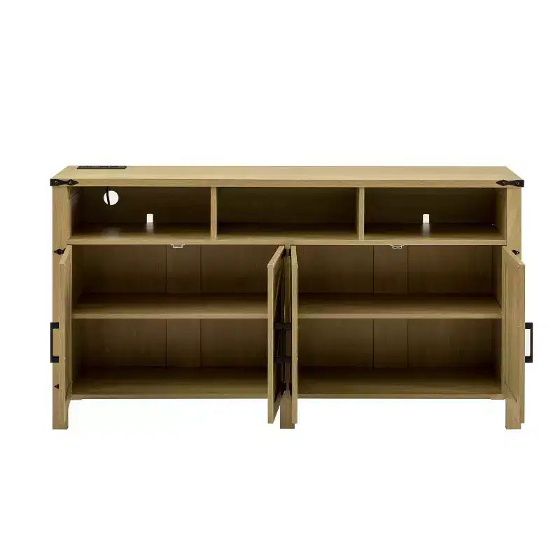 59 Modern 4-Door Sideboard Buffet Cabinet with Half-Open Storage, Adjustable Shelves, TV Stand, Living Room, Dining Room, Entryway