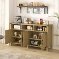 59 Modern 4-Door Sideboard Buffet Cabinet with Half-Open Storage, Adjustable Shelves, TV Stand, Living Room, Dining Room, Entryway-Panipeachy