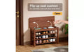Bellemave Shoe Rack Bench with Flip Top Storage, Solid Wood 3 Tier Entryway Bench, helves Rubberwood Shoe Organizer, Walnut