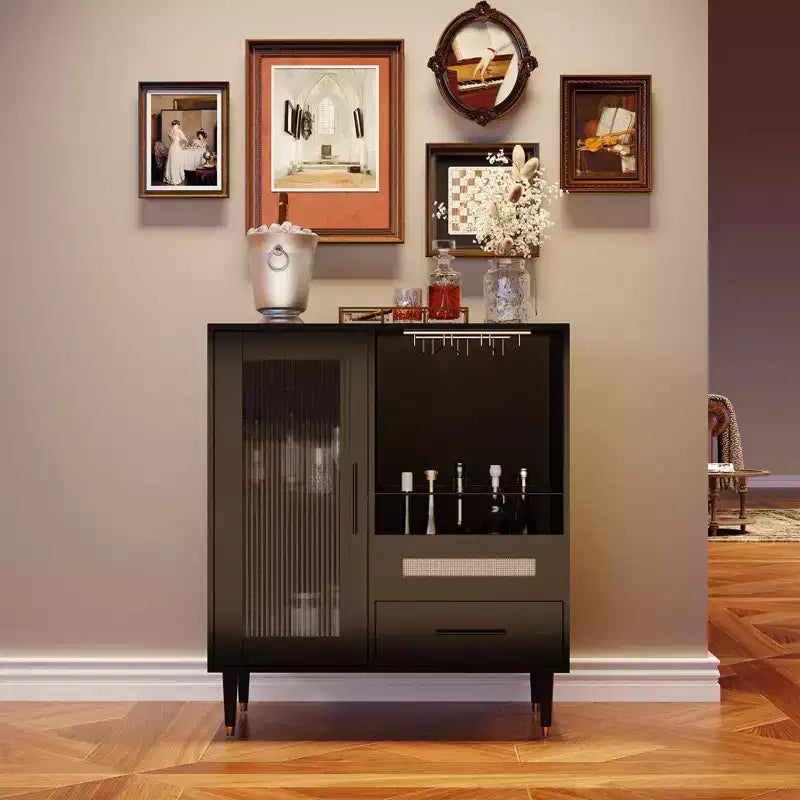 Modern Wine Bar Cabinet & Mini Coffee Bar Cabinet with Storage,Liquor Storage Sideboard with Tempered Glass Door &Drawers for Home Kitchen,Dining Room