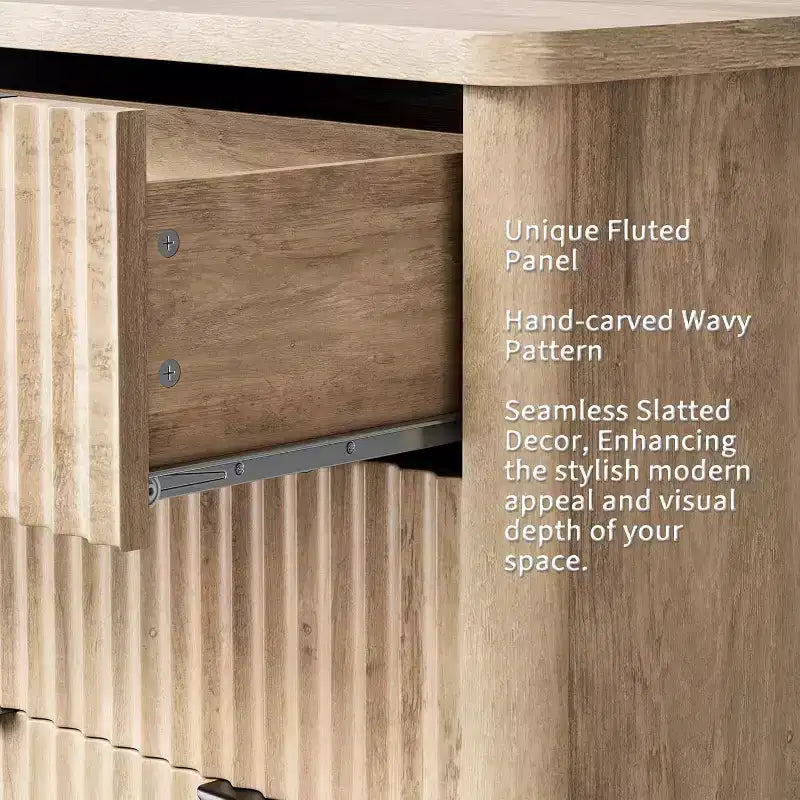 luted 6 Drawer Dresser Modern Storage Cabinet with Wide Top for Bedroom Living Room Sturdy Wooden Chest of Drawers TV Stand Organizer